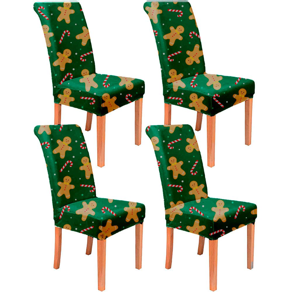 Fundas para silla de comedor elásticas Navidad Verde - Protector